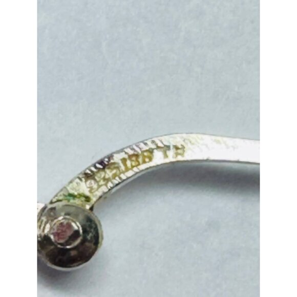 Estate Sterling Silver 925 Diamond-Cut Textured Hoop Earrings 1" Lightweight - Picture 7 of 12